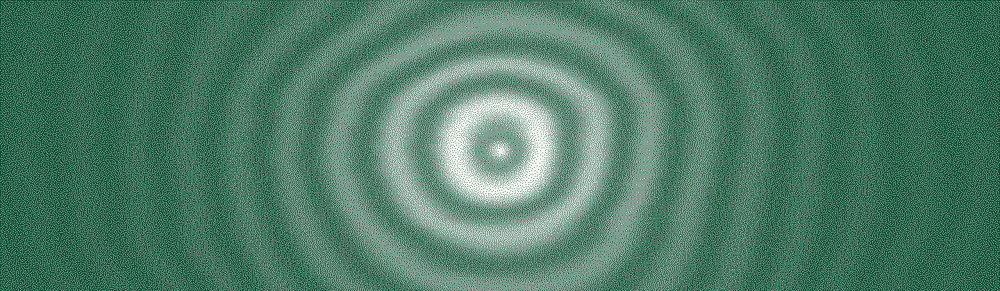 An orbit field printed as a pine-on-paper dither, the paper's cover plate